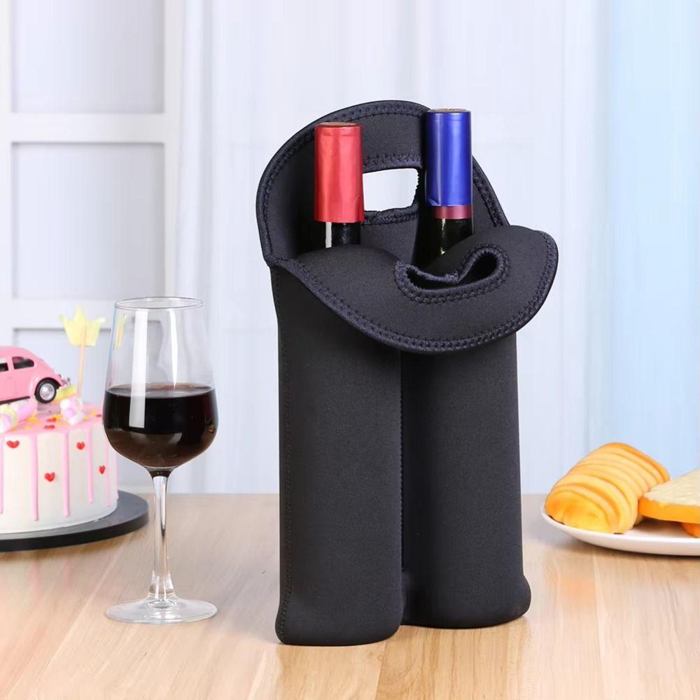 

Insulated Can Carrier Tote Neoprene Drink Bottle Holder Wine Cooler Bag Bottle Protector чёрный