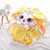 1pc Orange Kitten Ideas Automatic Open/CloseCartoon Umbrella-CuteUmbrella with Cute Design, Portable 3-Fold Compact Umbrella for Men & Women