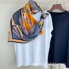 Unisex Silk Scarf 90cm Square Sun Protection Fashion Office Style