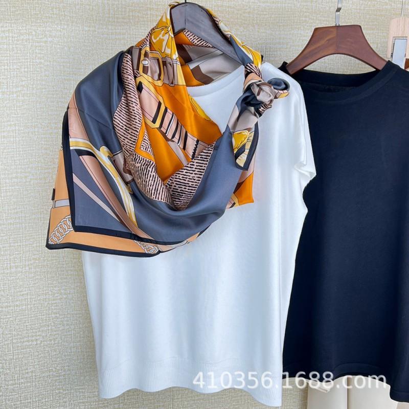 Unisex Silk Scarf 90cm Square Sun Protection Fashion Office Style