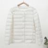 Women's 90% White Duck Down Lightweight Short Jacket - Round Neck, Solid Color, Warm and Collarless for Autumn/Winter