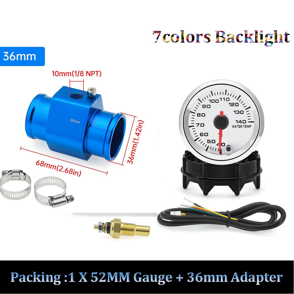 40-120℃ 52MM Wassertemperaturanzeige 12V Universeller Digitaler Auto-Wassertemperaturanzeiger mit Wassertemperatur-Adapter 26-30mm