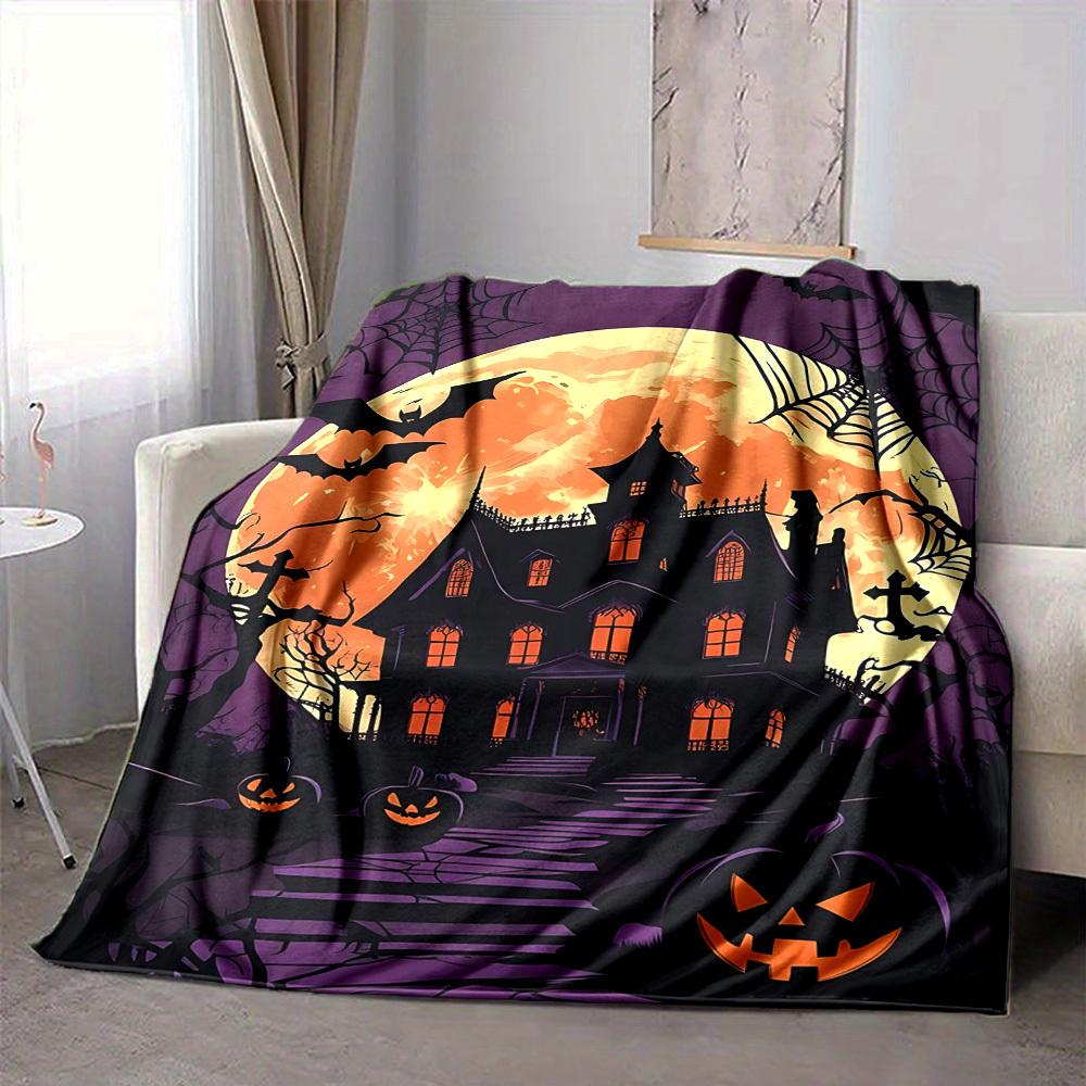 1pc Halloween Haunted Blanket, Lightweight Flannel Throw Blanket for Sofa, Bed, Travel, Camping, Living Room, Office, Couch, Chair, and Bed