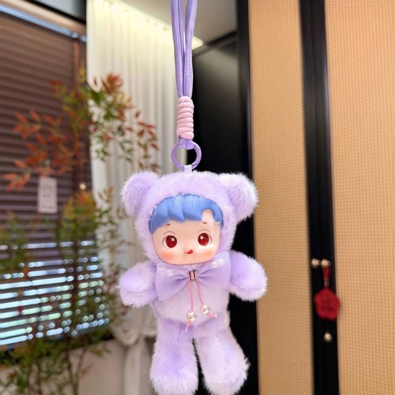 Cute Fluffy Plush Vinyl Doll Keychain Bag Pendant Birthday Gifts Cute Bag Charm Anime Figure Girls Gift
