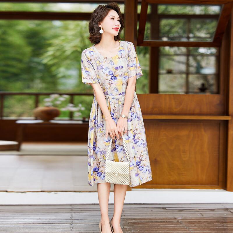Elegant Floral Print Midi Dress for Women 5XL