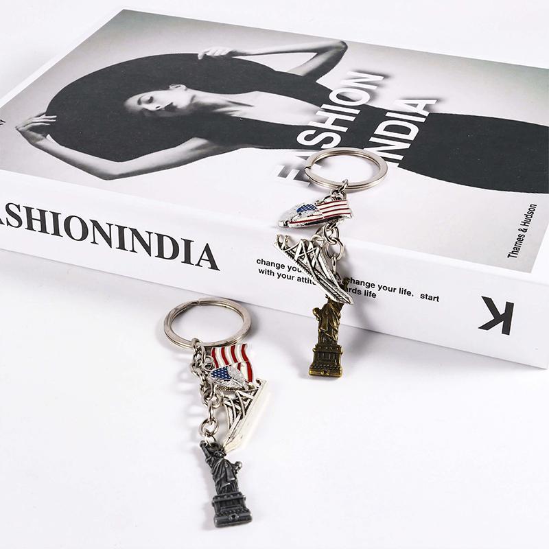 American Statue Of Liberty Landmark Tourist Souvenir Creative National Flag Pendant European And American Metal Keychain