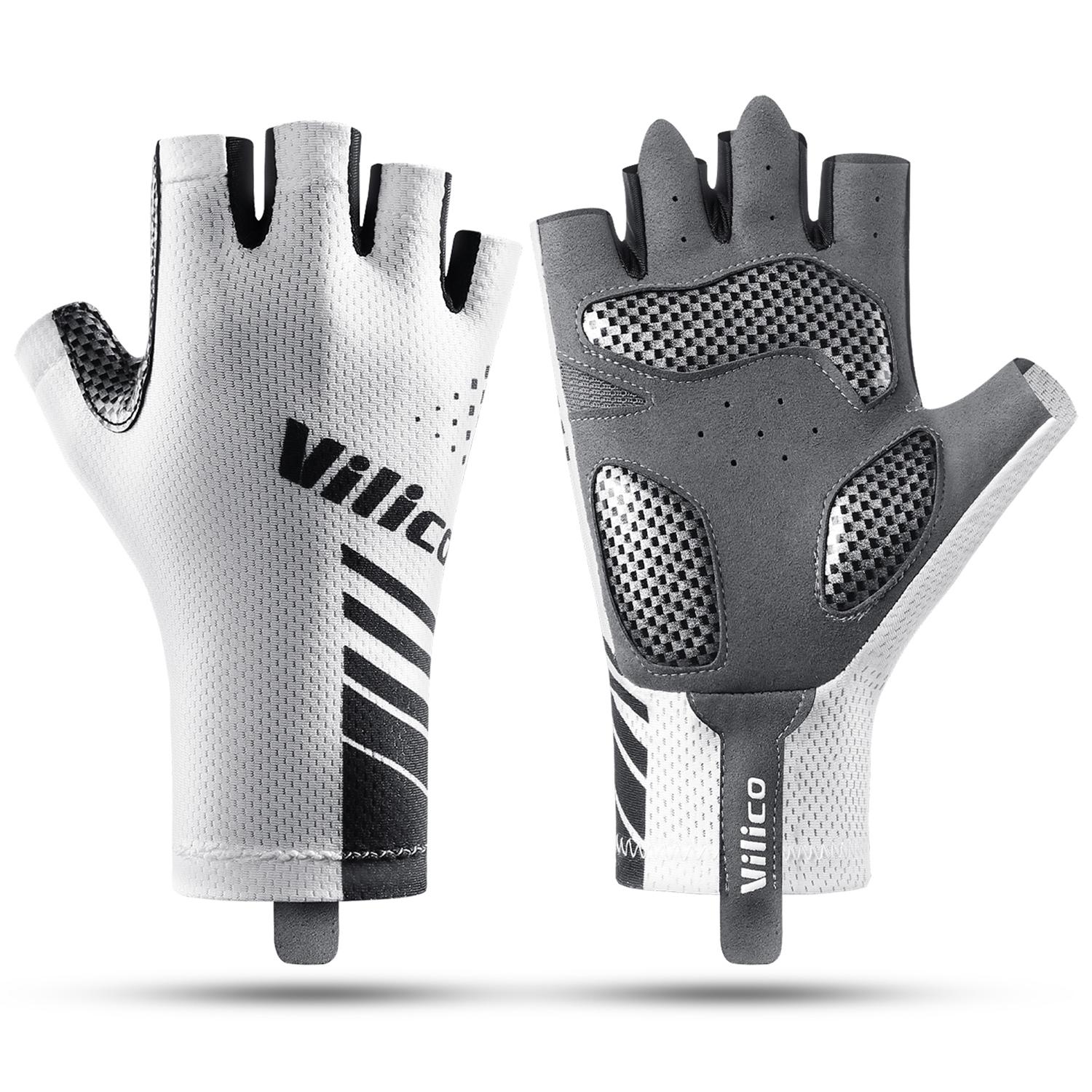 

VILICO A0132 Shock Absorbing Cycling Gloves Anti Slip Fingerless Mittens for Outdoor Sports , Size M/White A