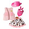 Baby Girls Cowboy Cosplay Performance Set Kids Pink Vest Skirt Scarf Foldable Hat Outfit Toddler 4Pcs Halloween Carnival Clothes