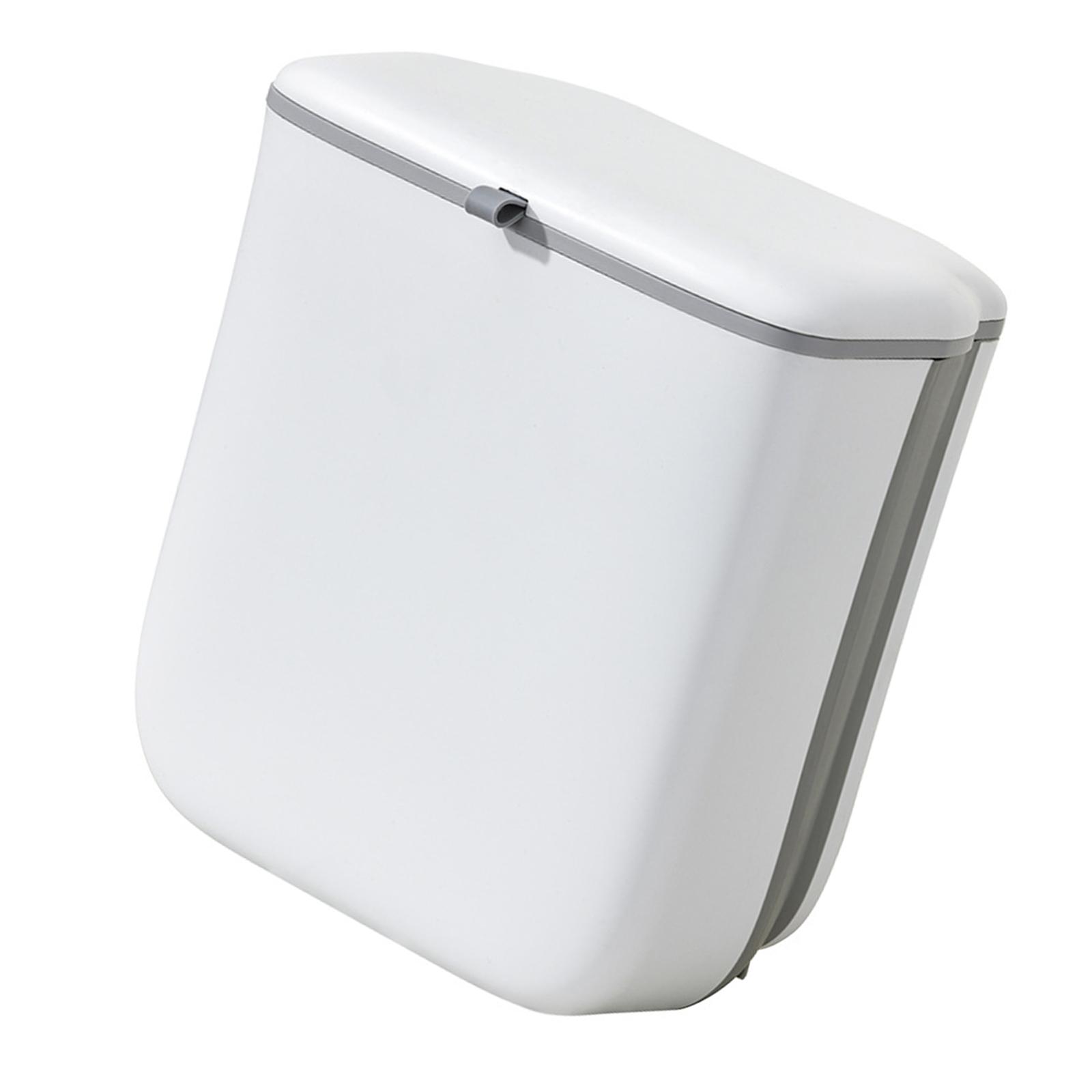 

Складное подвесное кухонное мусорное ведро с крышкой, экономящее место, настенное мусорное ведро для столешницы, под раковину, для дома на колесах, 3,2 галлона белый