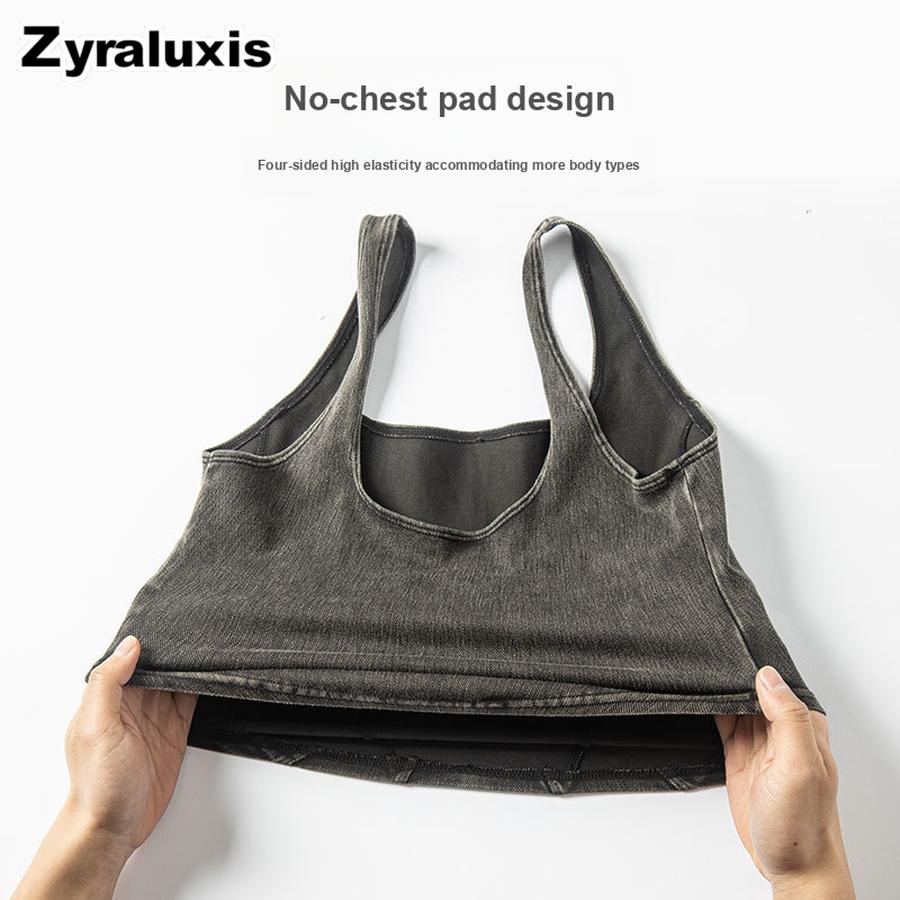 New Women's Denim Yoga Muscle Tank Top - Slimming Scoop Neck Athletic Vest for Workout and Outdoor Wear