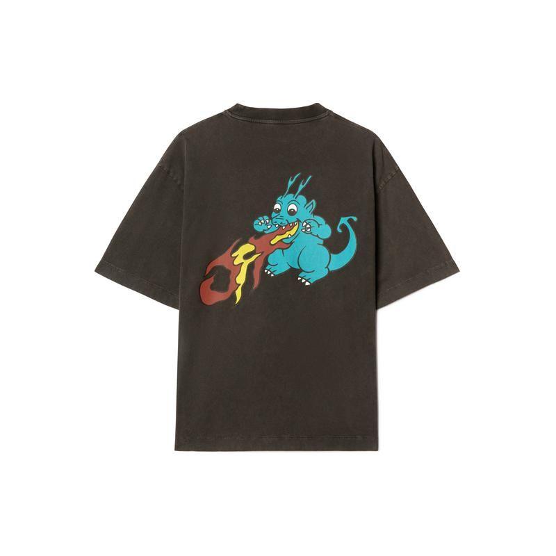 

Off-White Ss24 Year Of The Dragon Spring Collection Round Neck Flame Logo Drop Shoulder Short Sleeve T-Shirt Loose Fit OMAA120G23JER0111048 M