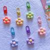 Cute Candy Color Flower Keychain Cartoon Resin Floral Keyring Bag Pendant Decor Backpack Ornament Girls Gift