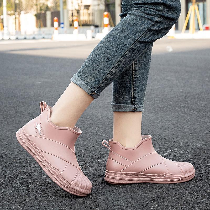 Fashion Rain Shoes Women's Outer Wear Adult Rain Boots Non-slip Versatile Shell Head Water Shoes Waterproof Glue Shoes Women's Summer