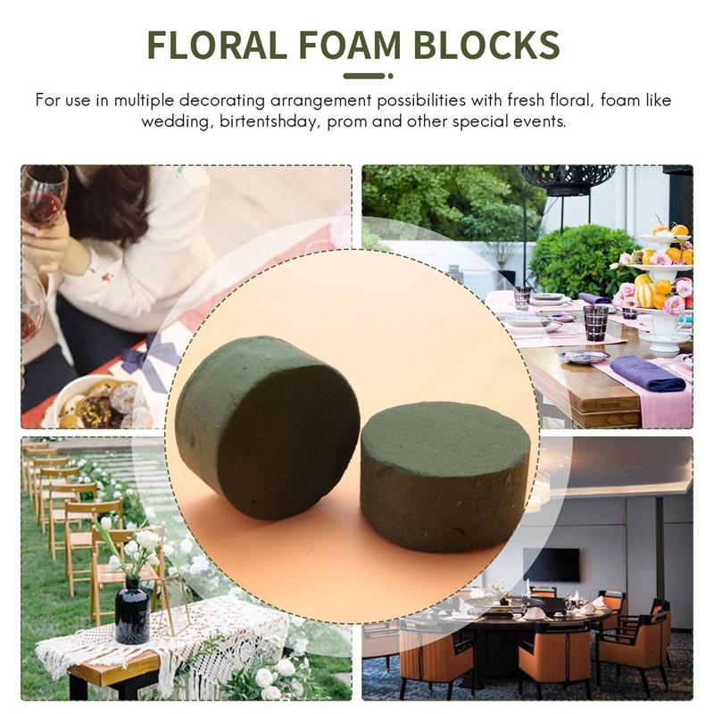 M-Modern-Floral Foam, 15 PCS Round Dry Floral Foam Blocks, Green Blocks For Artificial Flowers, Great For Flower
