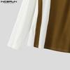 INCERUN Men Mockneck Long Sleeve Patchwork Zipper Casual Fitted Pullover Tops