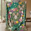 Floral Cats Artwork Theme blanket Lightweight Warm Flannel Blanket Decorative Throw Blanket for Home Decoration