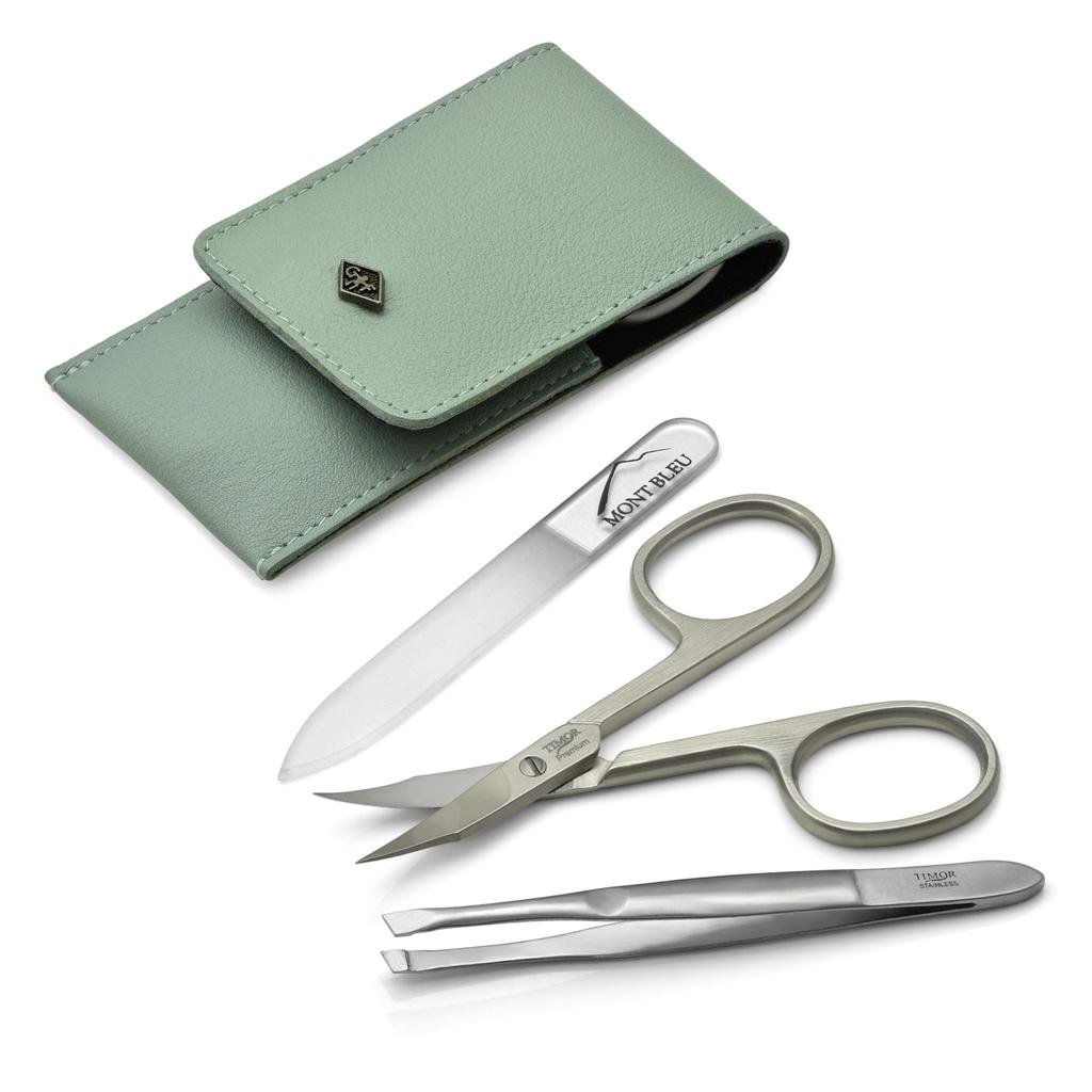 Giesen & Forsthoffs Timor 3-teiliges Maniküre-Set in mintgrünem Lederetui