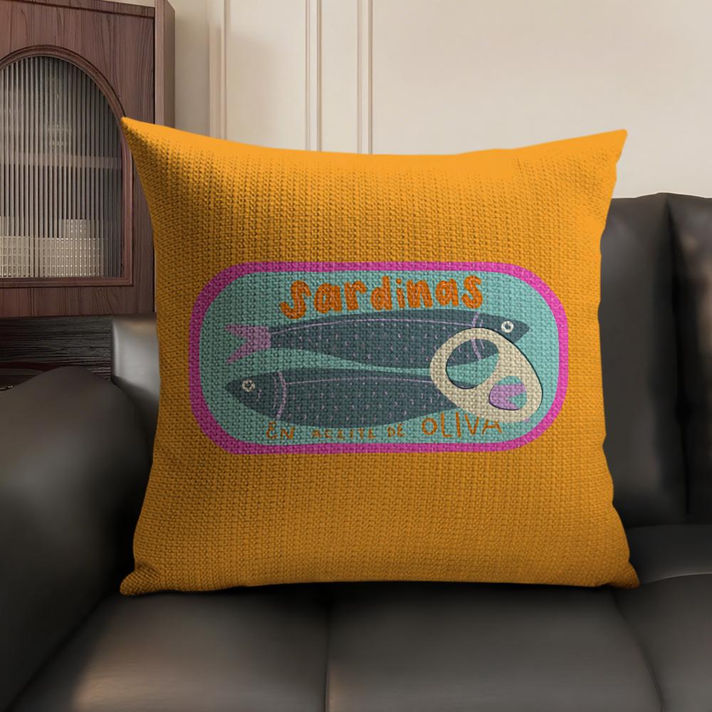

Sardine Cans Art Ins Cushion Cover Natural Linen Organic Fabric DoubleSided Printing Sofa Home Decor Gift Pillow Case 30x30cm
