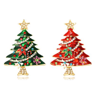 Christmas Diamond Studded Brooch, Christmas Tree Brooch, Autumn and Winter Coat Sweater Brooch, Clothing Accessories