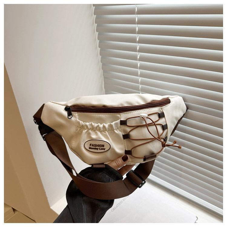 

Contrasting Colors Niche Trend Neutral Breast Bag Male Japanese Harajuku ins Student Retro Fanny Bag Female Versatile Crossbody Backpack белый