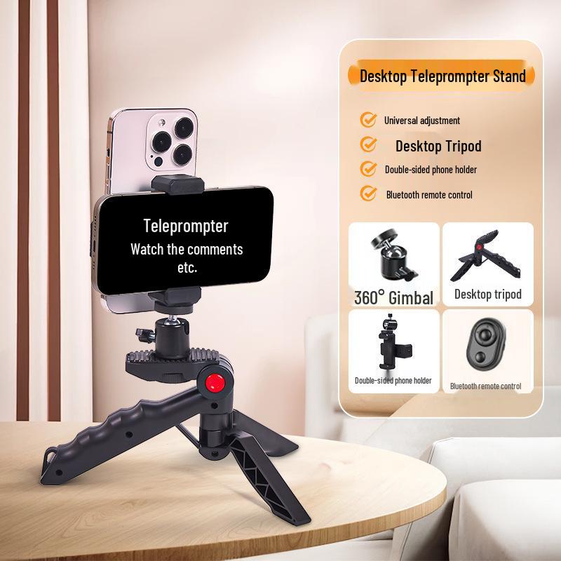 Supporto Teleprompter a Doppia Faccia per Telefoni Cellulari con Configurazione Doppia Fotocamera Multifunzionale