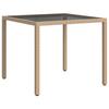 VidaXL Gartentisch 90x90x75 cm Gehärtetes Glas Poly Rattan Beige
