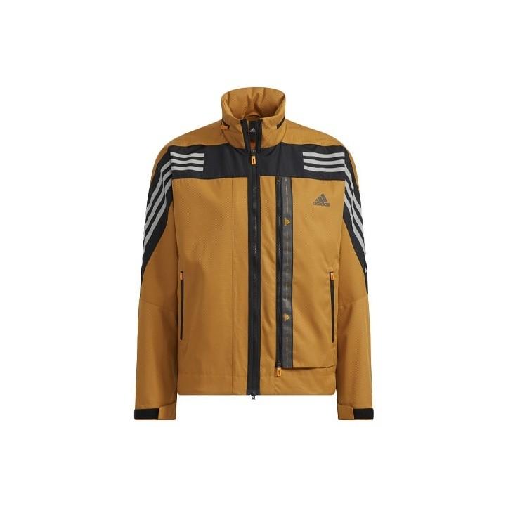 adidas Logo Stripe Print Stand Collar Retro Sports Jacket Men’s Maize Brown HE9910 XXL