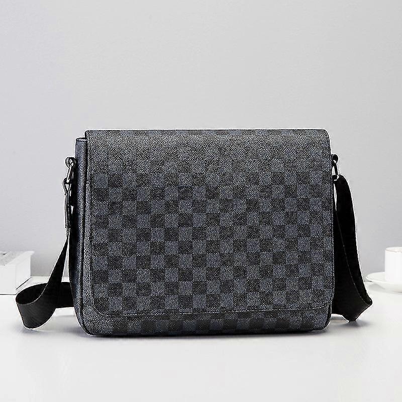 Herren Casual Karierte Umhängetasche, Leder Sportliche Messenger Bag