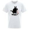 Funny Knife Cat Cartoon Printed T-Shirt Men Fashion Casual Short Sleeves Loose Oversized Cotton T -shirts Summer Breathable Tees