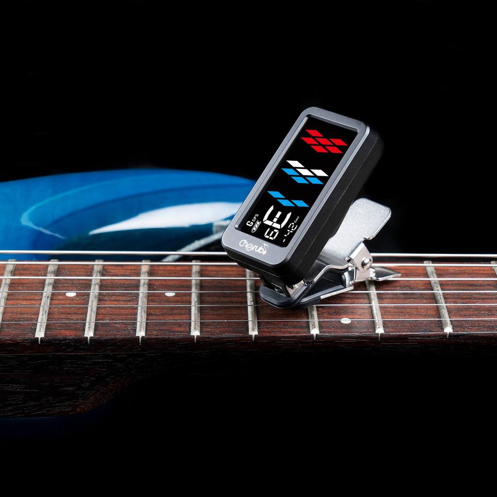 USB rechargeable clip tuner used by famous Features ukulele and bass Compact CPS Automatic Black Cherub Type-C musicians. Easy-to-read display.