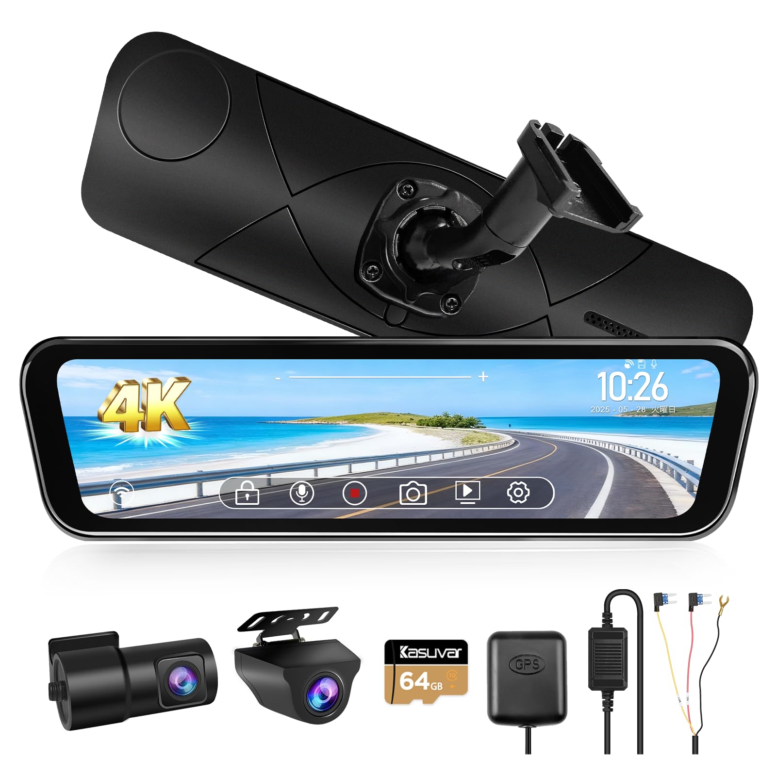 

KASUVAR Genuine Replacement Dash Cam with Separate Front and Rear Cameras Designed for Japanese Compatible with of Single Wire LCD Digital Inner