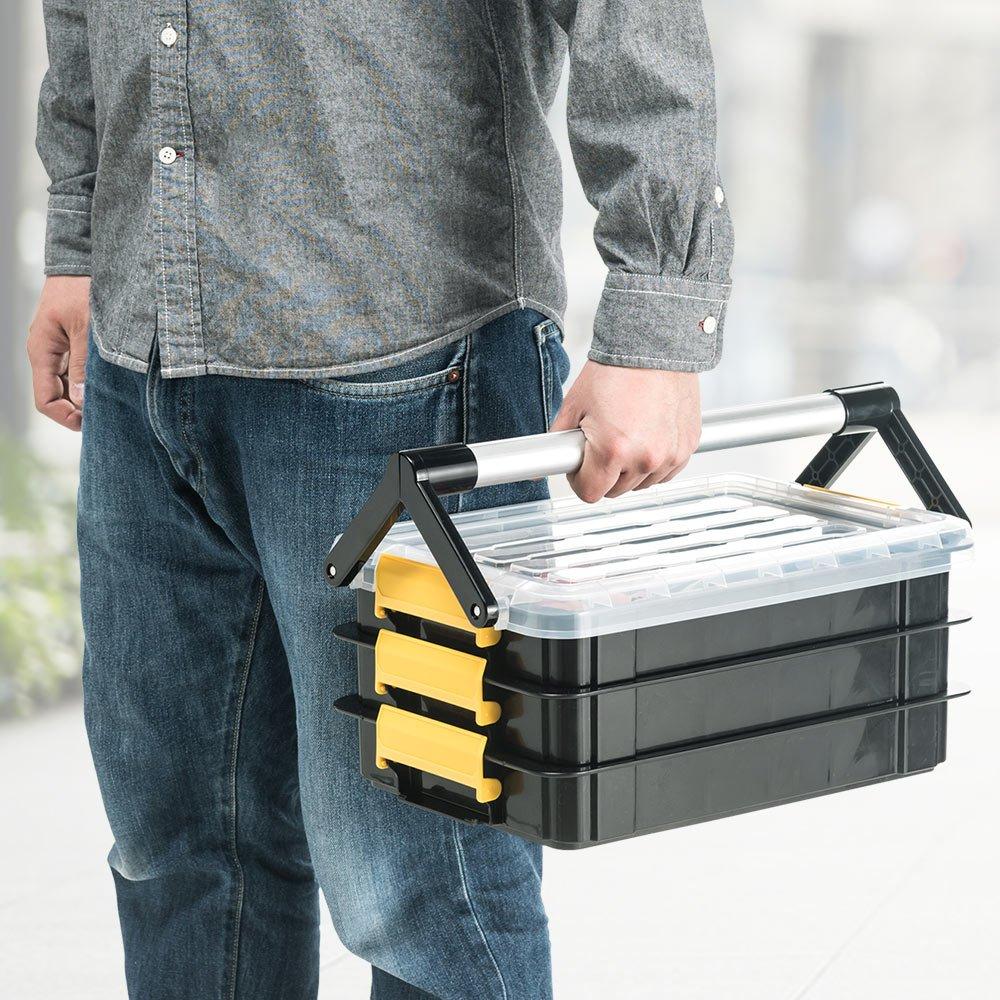 Tool 3 Small Item E-Supply Box, Tiers, Dividers, Handles, Resin, Storage, Screws, Parts, EEX-TBX01