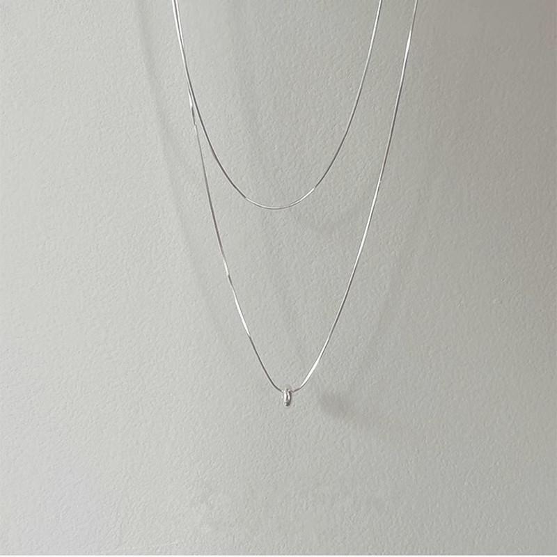 Women's Double Layer Bead & Snake Bone Chain Necklace - Autumn/Winter Versatile Fashion with High-End Style