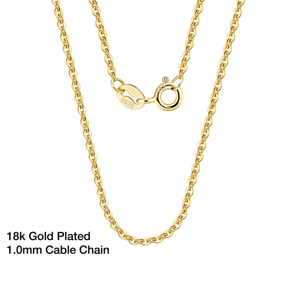 

Effie Queen 925 Silver Basic Chain Necklace Woman Neck Chain 45cm 1mm Cable Chain Necklaces 18K Gold Jewelry Wholesale SC06-18K 40cm