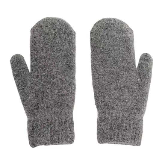 

1 пара зимних перчаток для двоих, утолщенные плюшевые вязаные пять пальцев, унисекс, противоскользящие, холодные темно-серого