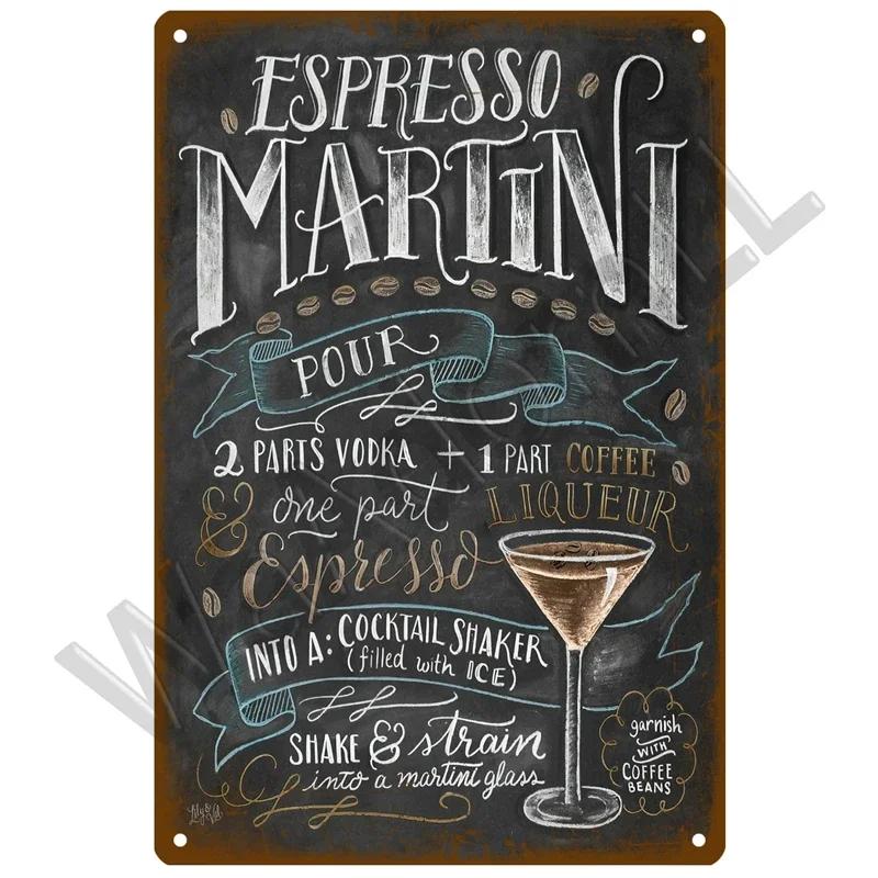 Metal Sign Vintage Tin Signs Retro Decorations Gin & Tonic Cocktail Plate Decorative Poster Plaque Bar Kitchen Home Wall Decor