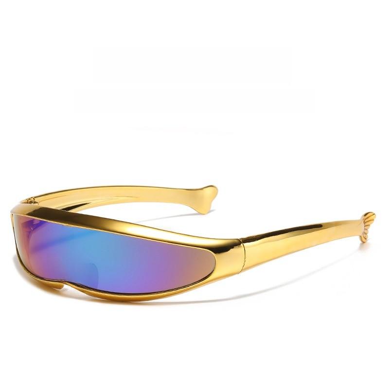 

Future Style Sunglasses For Outdoor Sports With Uv400 Protection For Party And Rave Fans GoldFrameGreenFilm