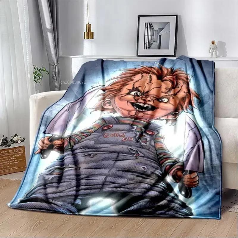 Child of Play Chucky Blanket Horror Movie Character Fleece Wearable Throw for Bed Home Decor Kids Adults