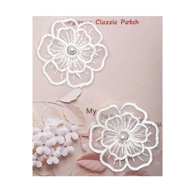 White Lace Flower Series Patch Patch Cloth Sticker Clothes Embroidery Patch Diy Hole Repair Decorative Sticker