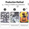 DIY 3D Pearl Painting Canvas Halloween Black Cat Pumpkin Pattern Relaxing Leisure Craft Kit for Adults Home Wall Decoration