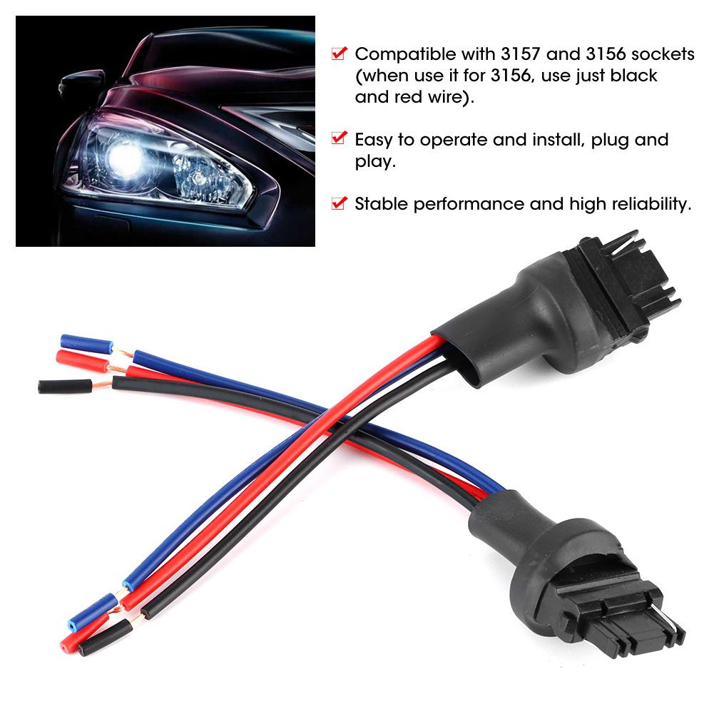 2Pcs 3157 Male Socket Connector Car Bulb Holder Adapter Wire for Turn Signal Light