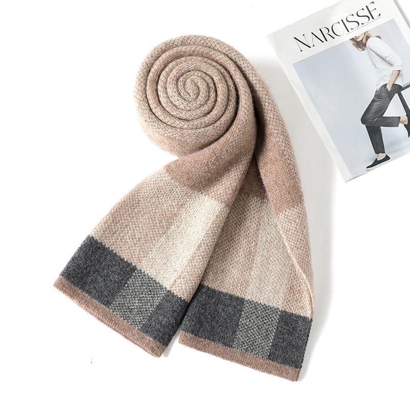 

Кашемировый шарф мужской зимний высококлассный однотонный универсальный модный утолщенный теплый вязаный шерстяной шарф мужской подарок на день рождения 180cm верблюд