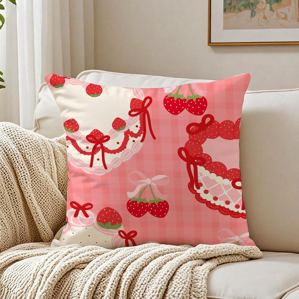 Cute strawberry print Cushion Cover Pillowcase Antidustmite living Room Sofa Decor Cushion Room
