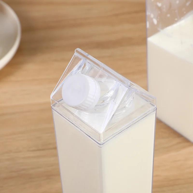 500ml/1000ml Milchkarton Wasserflasche Transparenter Kunststoff Tragbare Klare Box Für Saft Tee Milchflaschen Trinkbecher