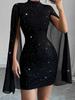 Elegant Starry Sky Rhinestone Ribbed Mini Skirt - Sleeveless, Slim Fit, Hip-Hugging Design for Summer