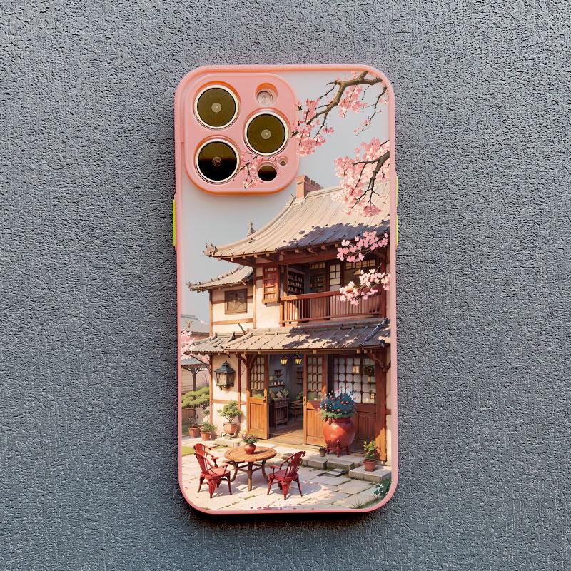 Vintage Oil Painting House Phone Case For iPhone 16 15 7 8 Plus SE2 XR XS X 11 13 12 Pro MAX Mini 14 Pro Max Flower Cover