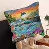 Ocean World Shark Area Pillow Covers Cartoon Sofa Decorative Home Double-Sided Printing Short Plush Cute Cushion Cover