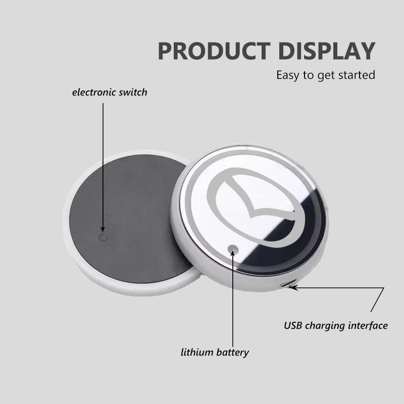 For Mazda Colorful Car Coaster LED Water Cup Pad Luminous Light Mat 3 6 CX5 2 CX3 CX9 MX5 RX8 Axela Demio Atenza MS