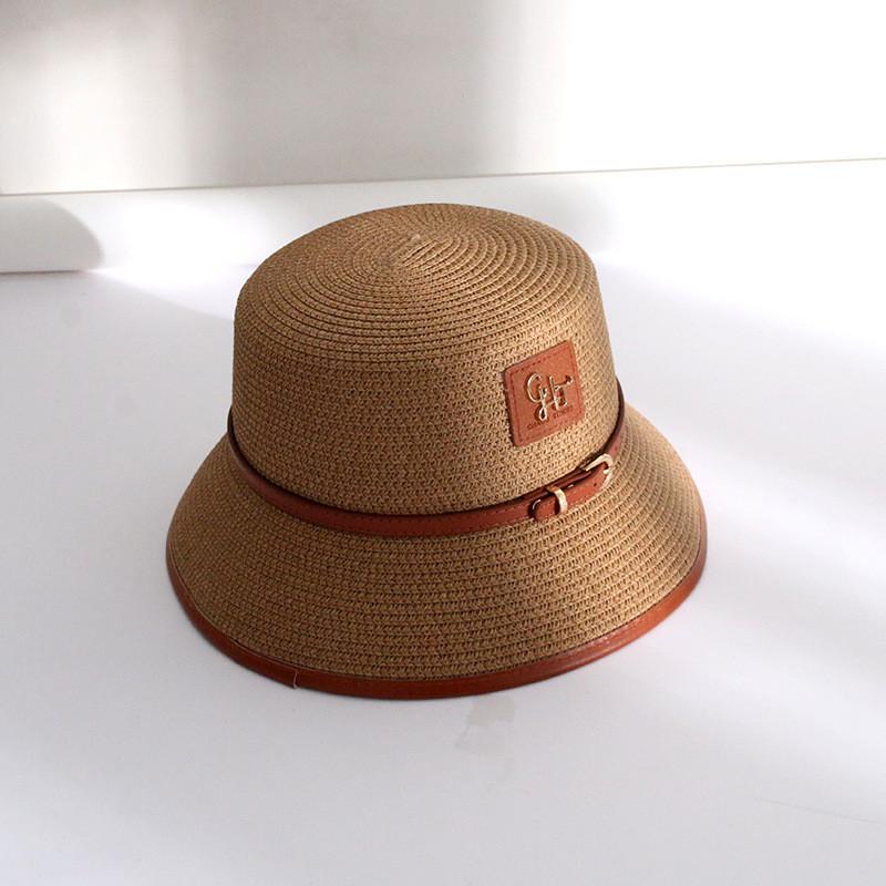 

Elegant Ladies Summer Sun Hat With Flat Top And Belt In Khaki Black White And Beige хакі