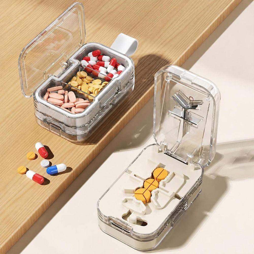 Feuchtigkeitsgeschützte Pillenteiler-Aufbewahrungsbox Staubdichter Pillenteiler zum Zerkleinern für Zuhause & Reisen